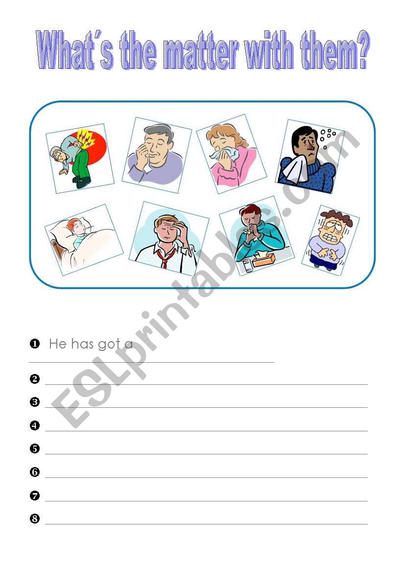 Whats the matter with them (2 pages: writing exercise, domino cards)