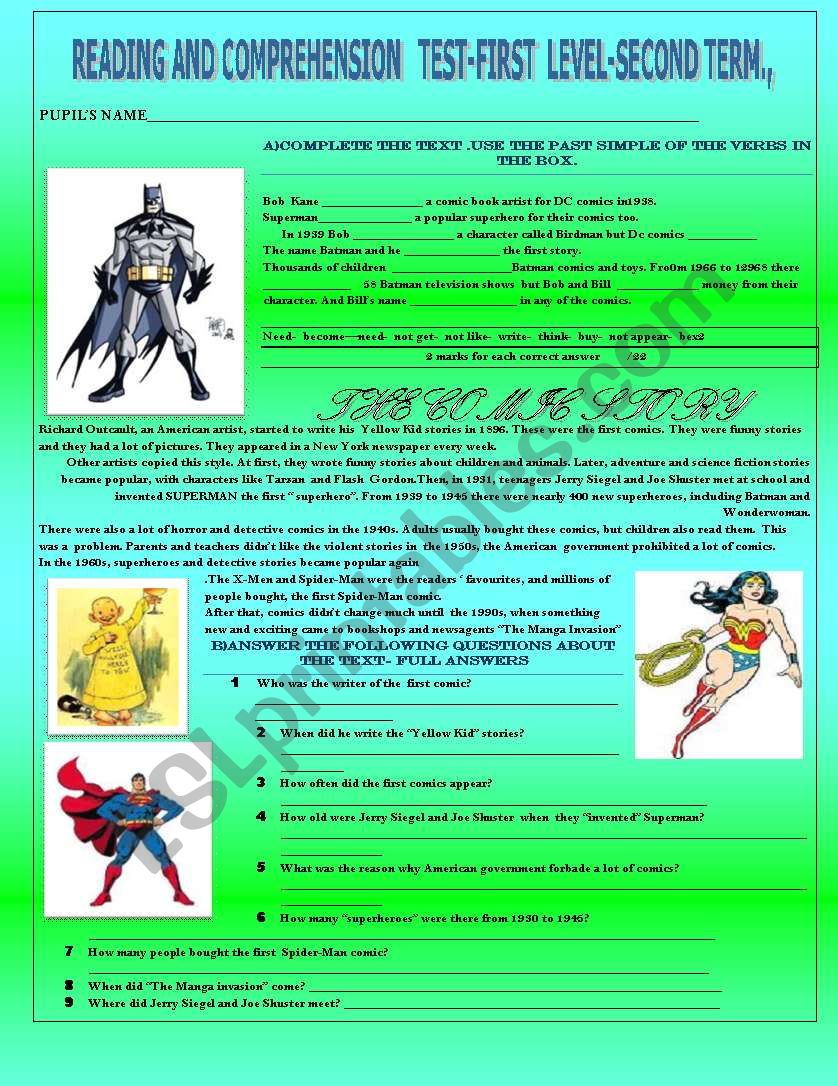 WONDERWOMAN- THE COMIC STORY worksheet