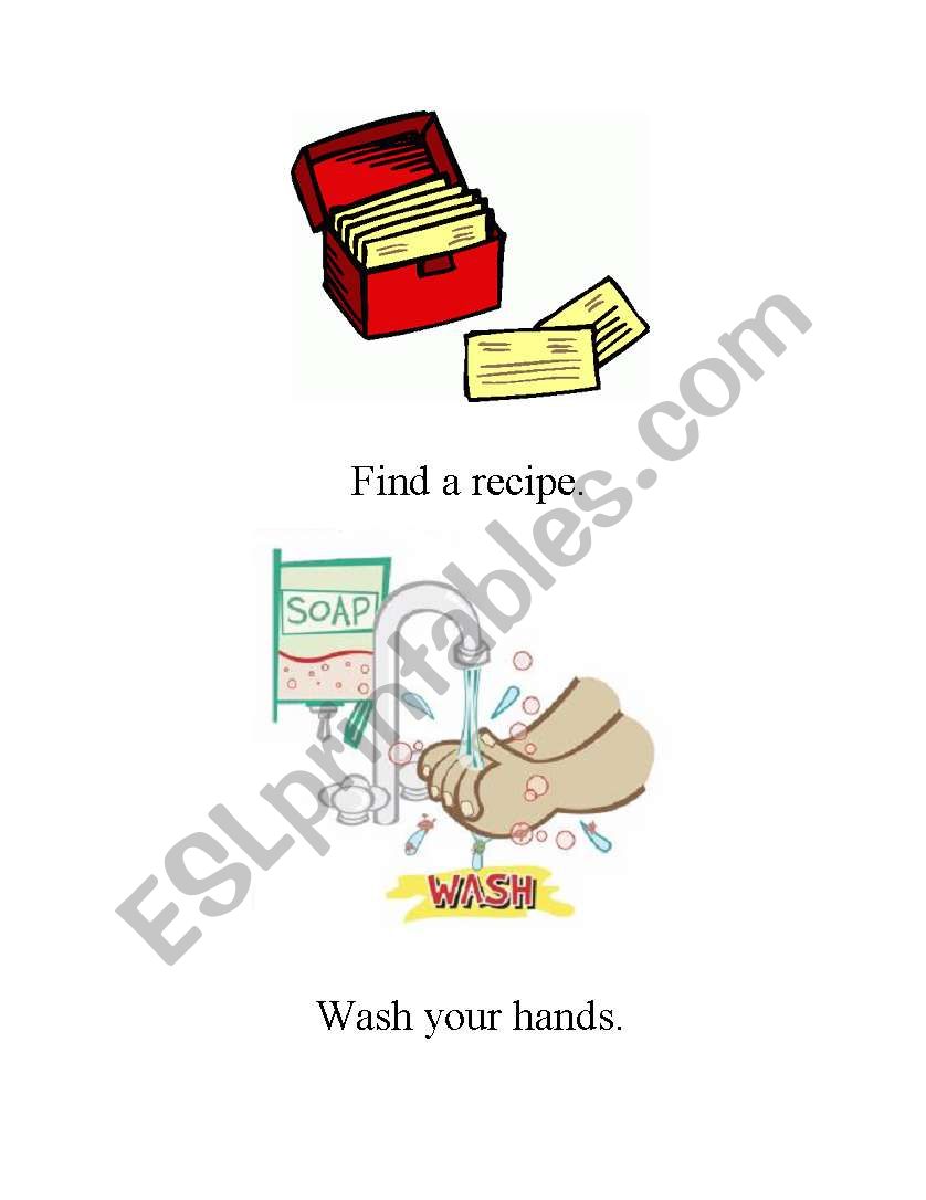 Picture cards on steps to prepare a meal