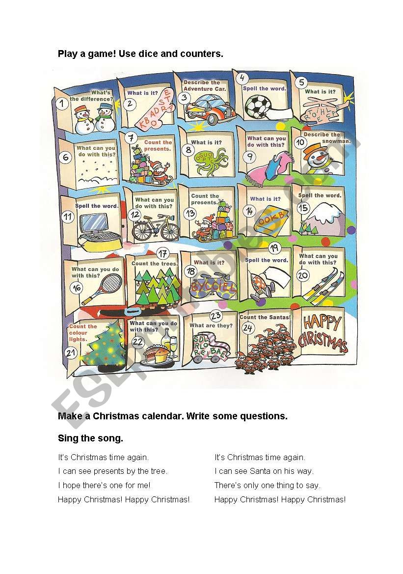 CHRISTMAS BOARD GAME worksheet