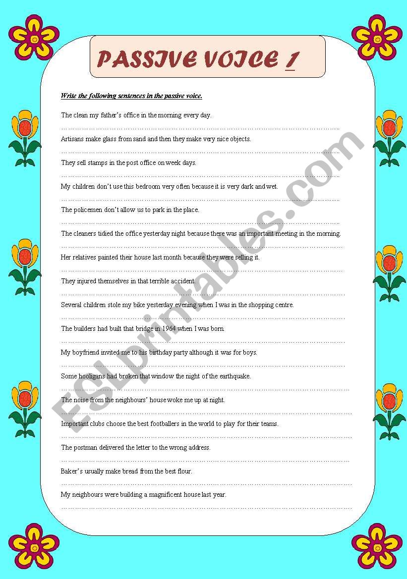 passive voice worksheet