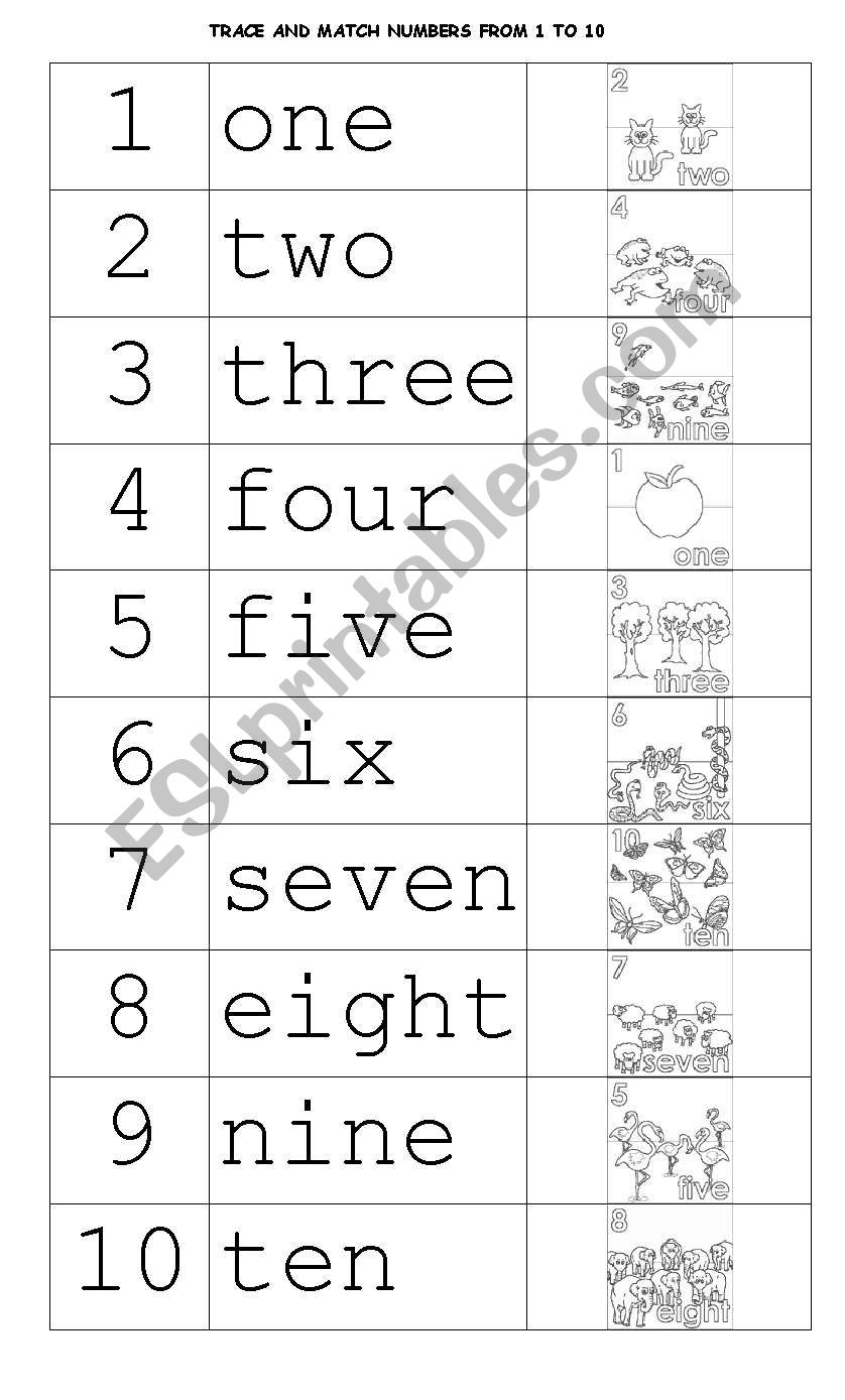 Tracing numbers worksheet