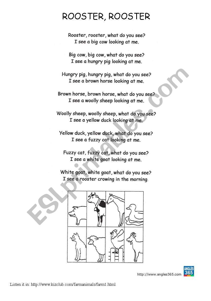 poem Rooster, rooster worksheet