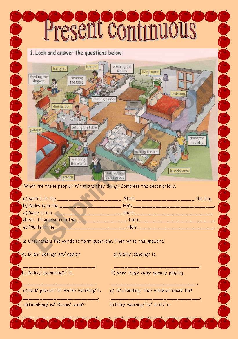 Present continuous tense worksheet