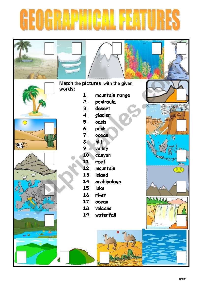 Geographical Features worksheet