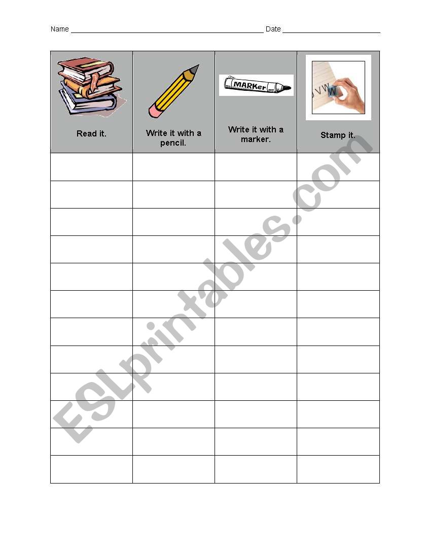 Sight Word Practice worksheet