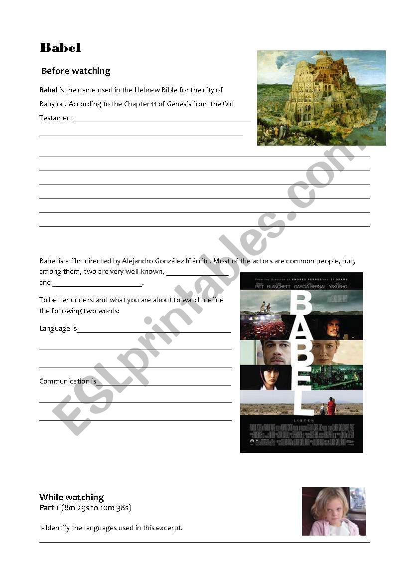 Babel worksheet worksheet