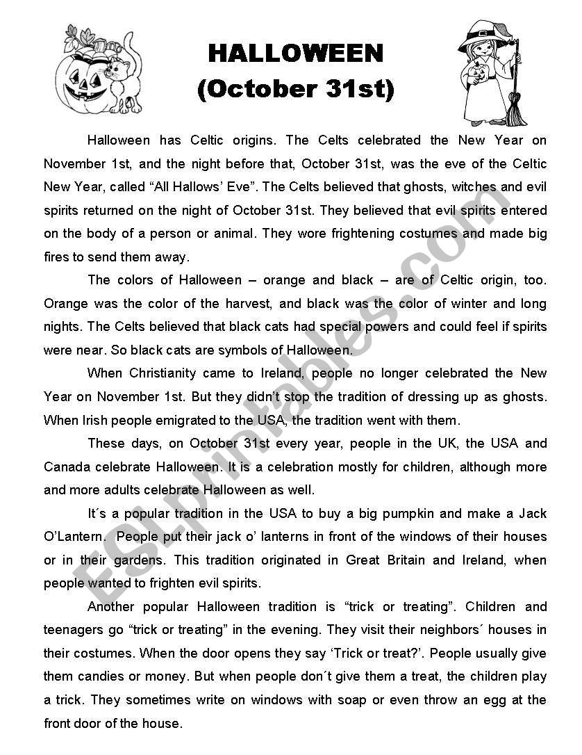 Halloween - History worksheet