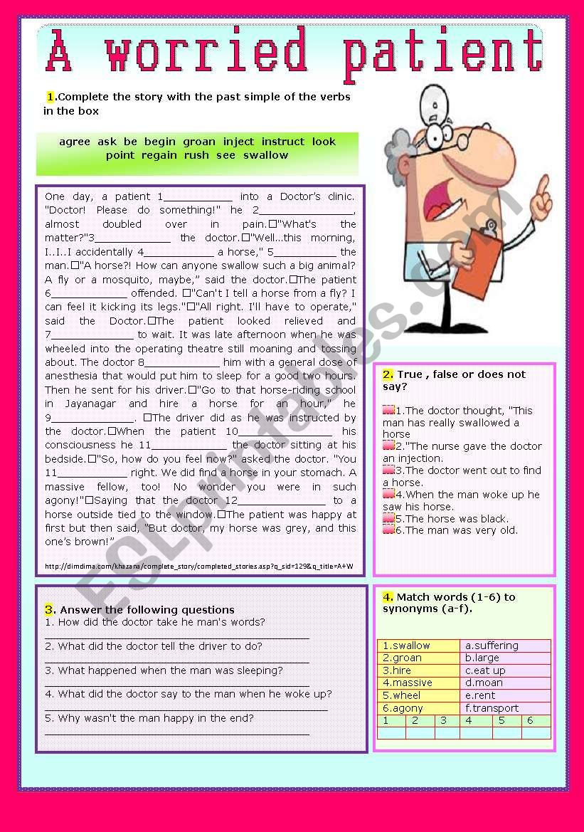 A WORRIED PATIENT worksheet