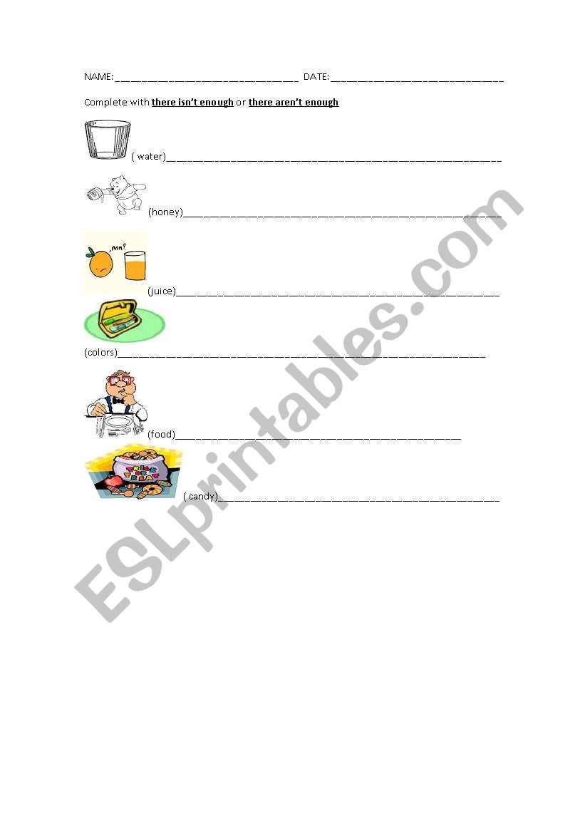 EXERCISES ON ENOUGH worksheet