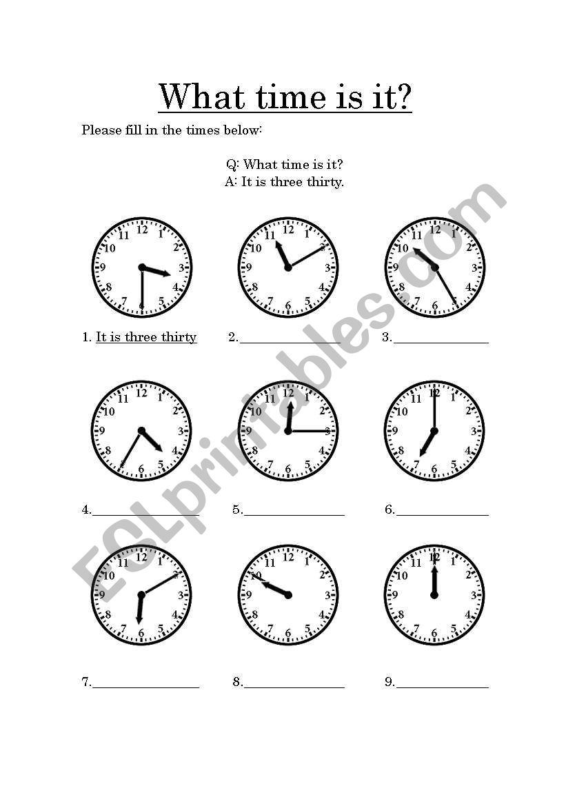 What time is it? worksheet