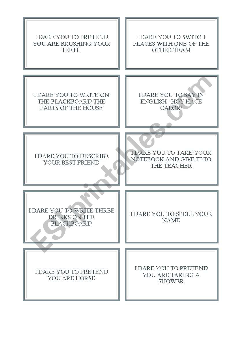 TRUTH DARE 6/6 worksheet