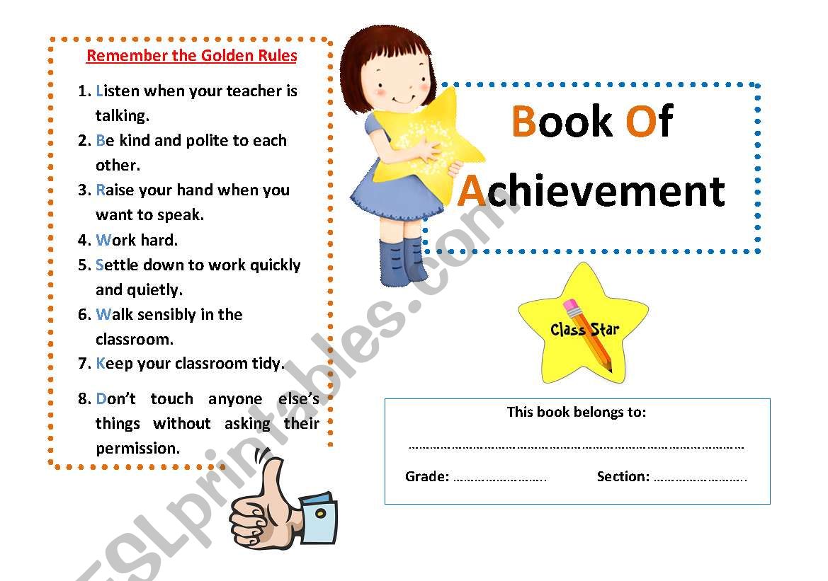 Book Of Achievement worksheet