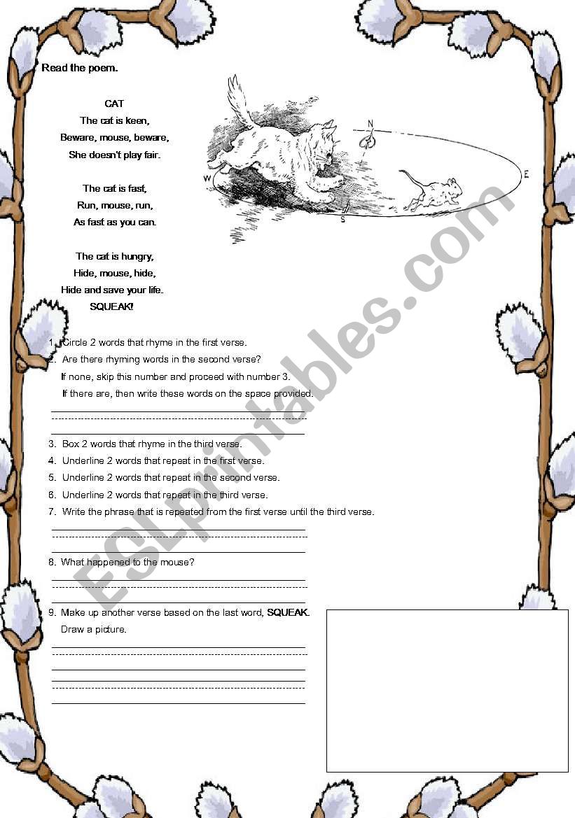 Poem Reading and Writing worksheet