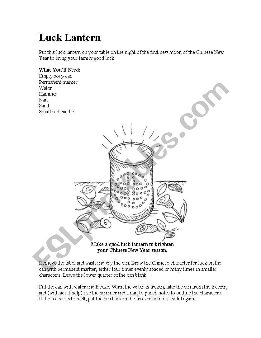 Lucky Lantern worksheet