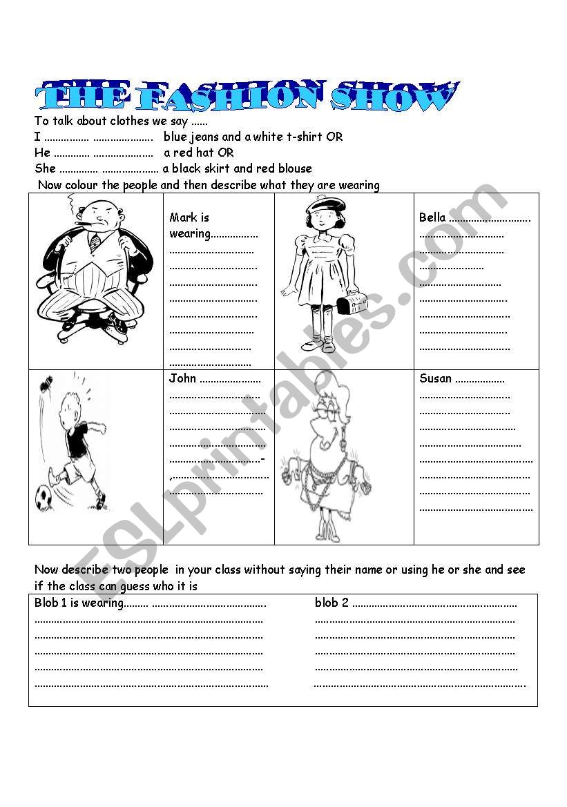  the fashion show worksheet