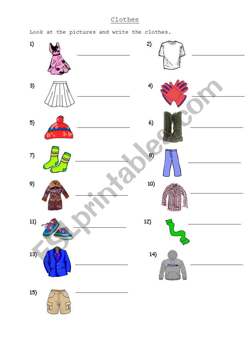 Clothes  worksheet