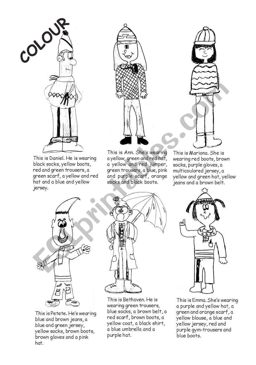 clothes colouring worksheet