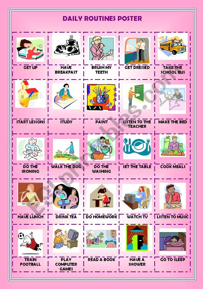 Daily routines poster worksheet
