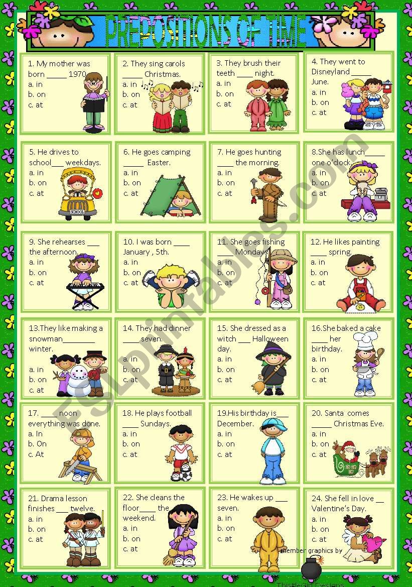PREPOSITIONS OF TIME - MULTIPLE CHOICE