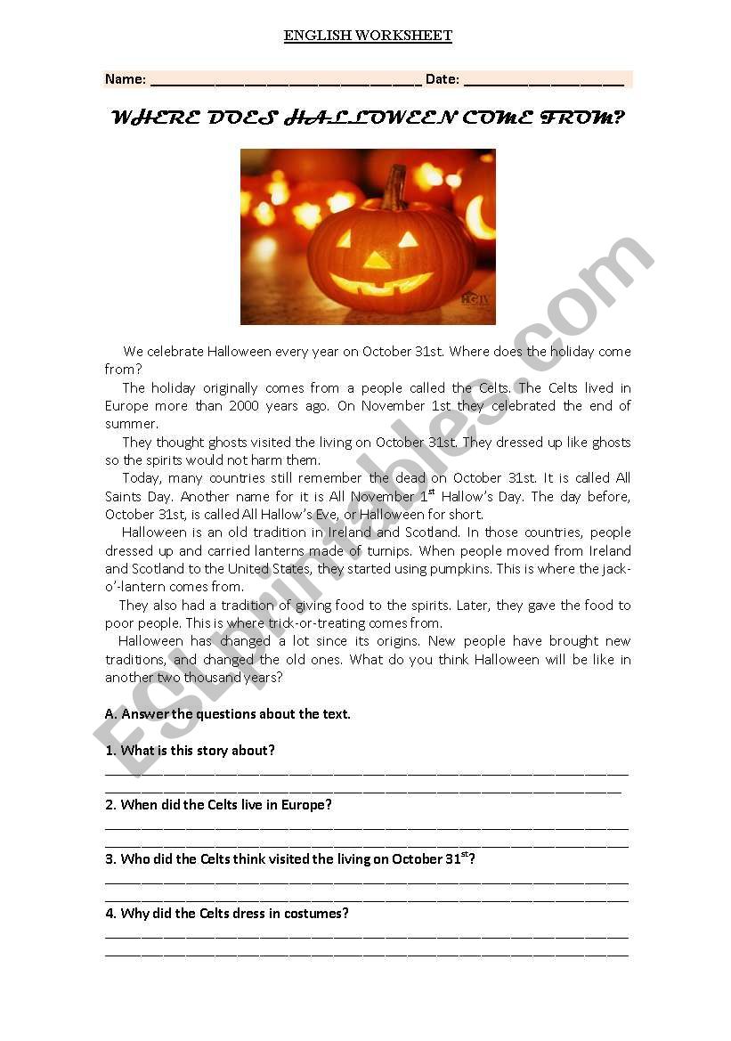 Halloween worksheet