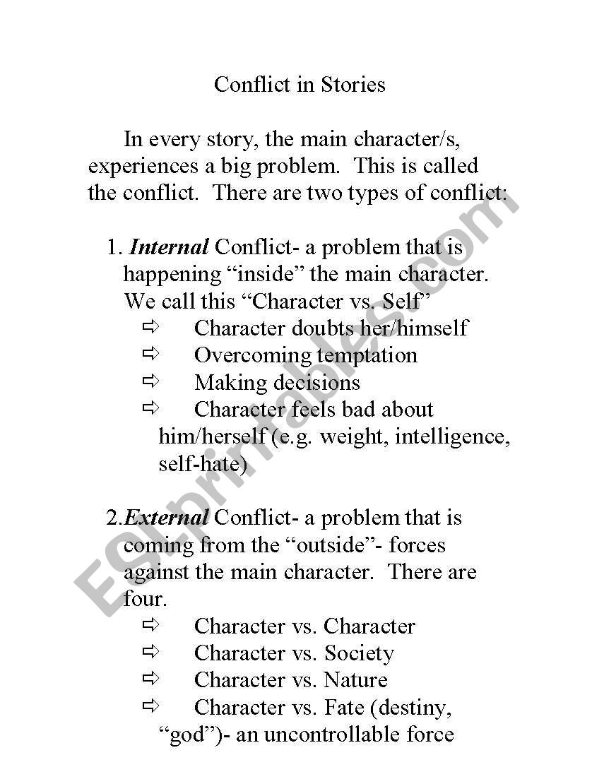 Conflict in Stories worksheet