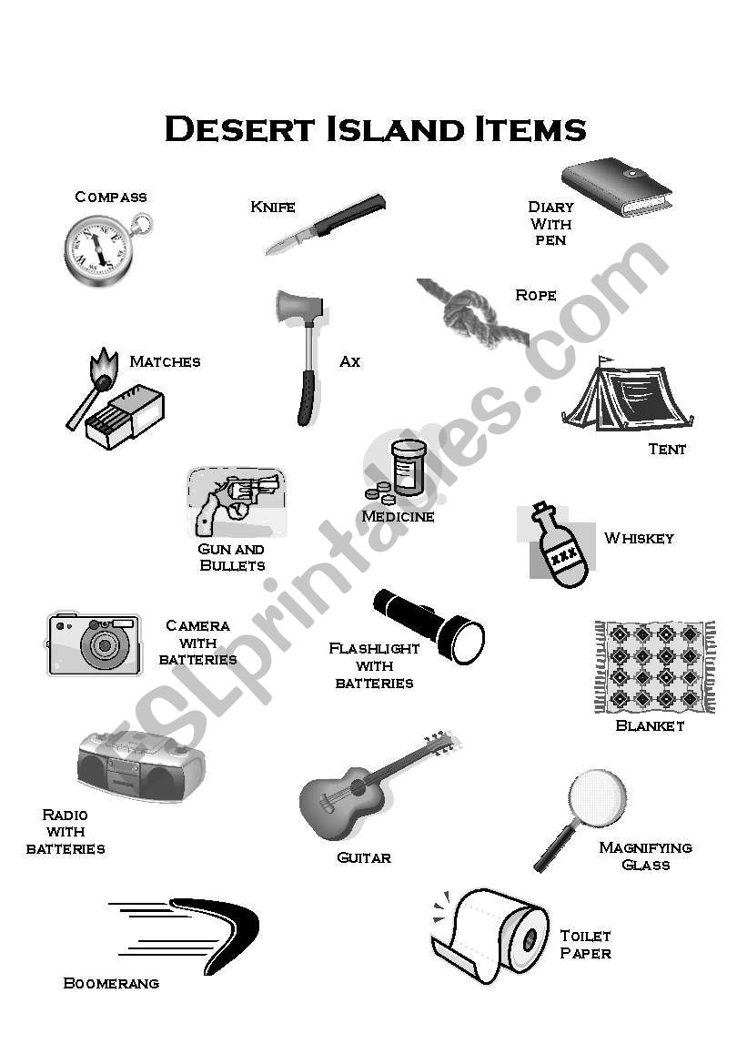 Desert Island worksheet