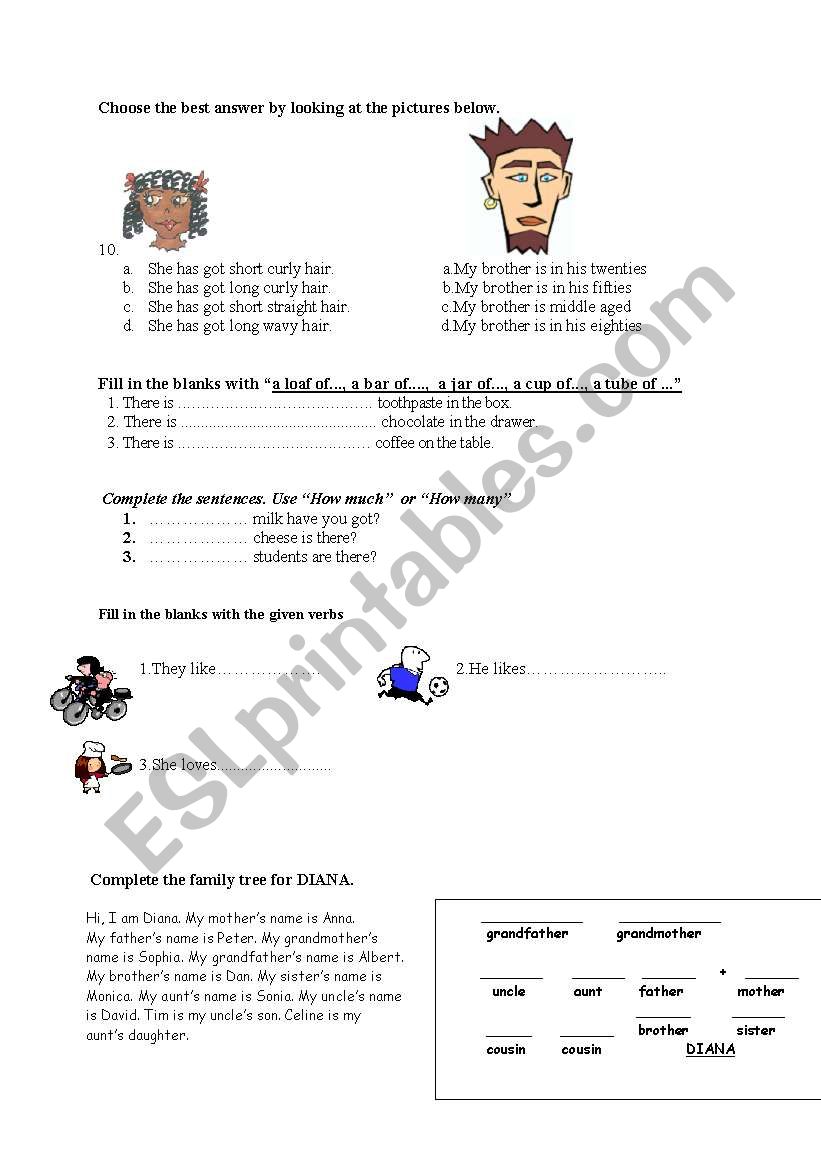 6 th class examples worksheet