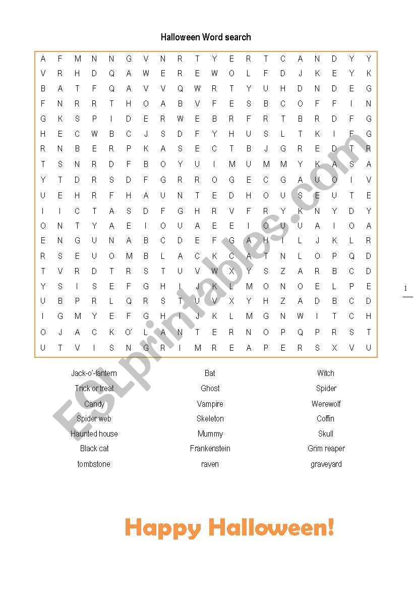 Halloween Wordsearch worksheet