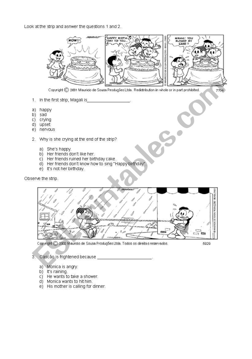 comic strip worksheet