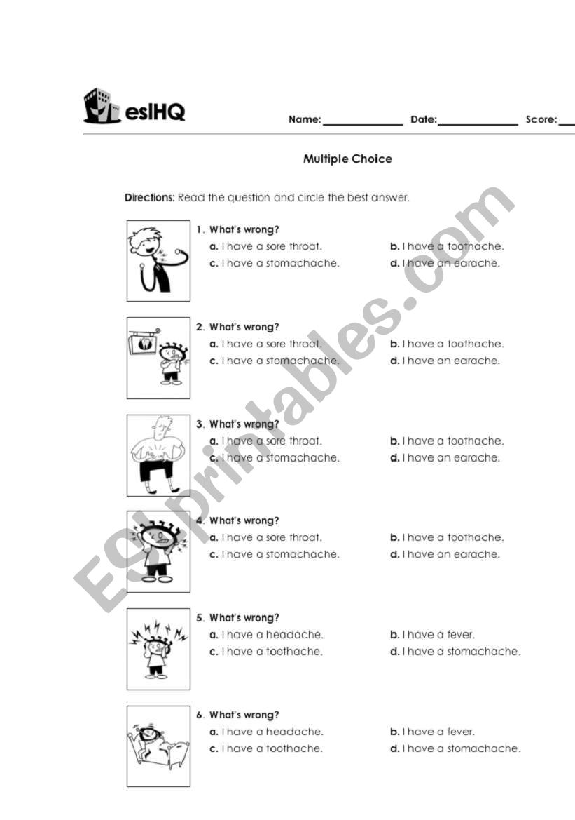 ailments doc worksheet