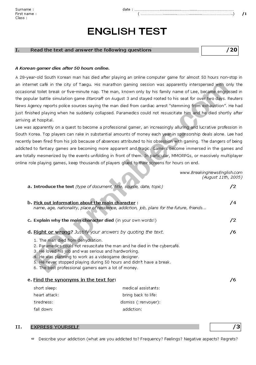 addiction worksheet