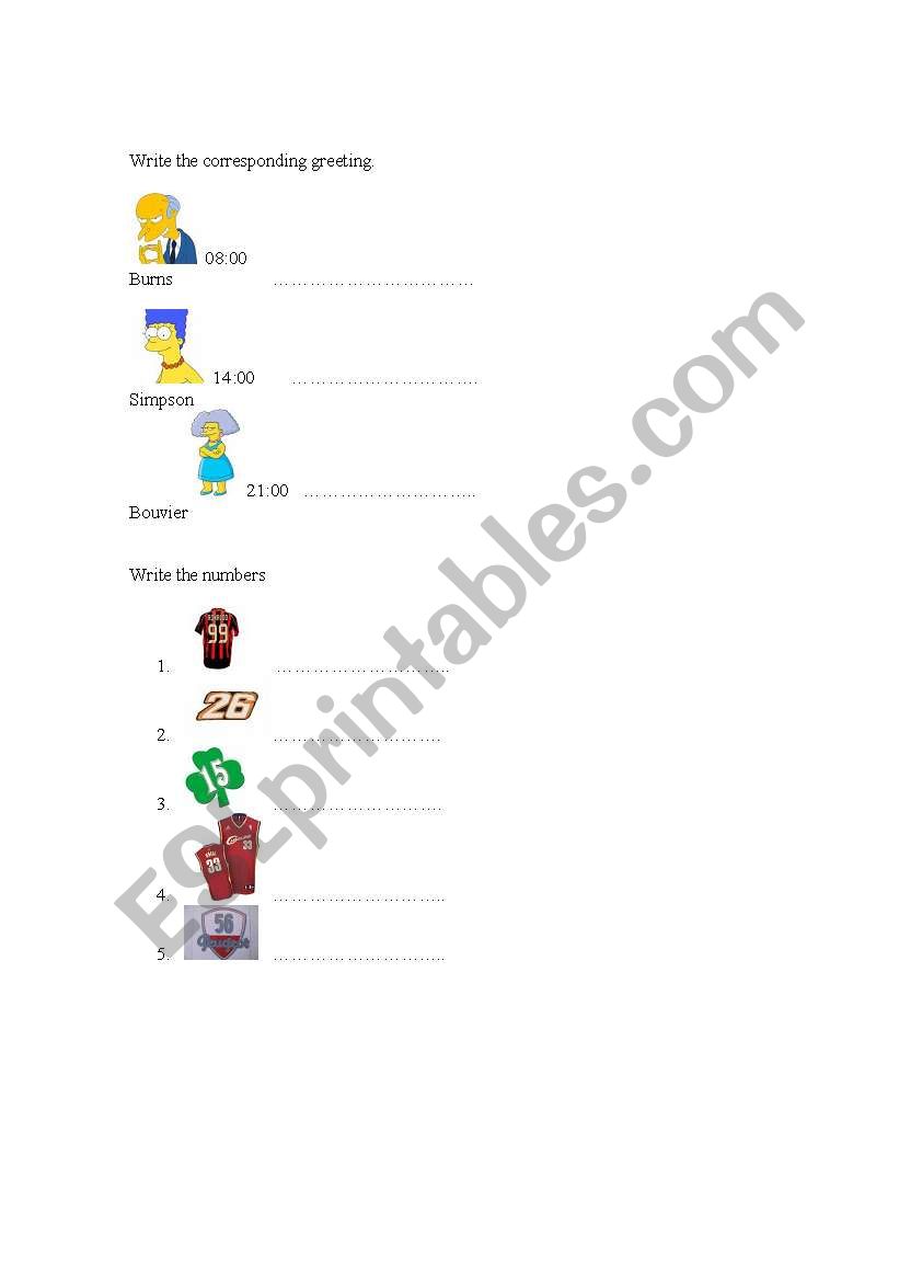 greetings worksheet