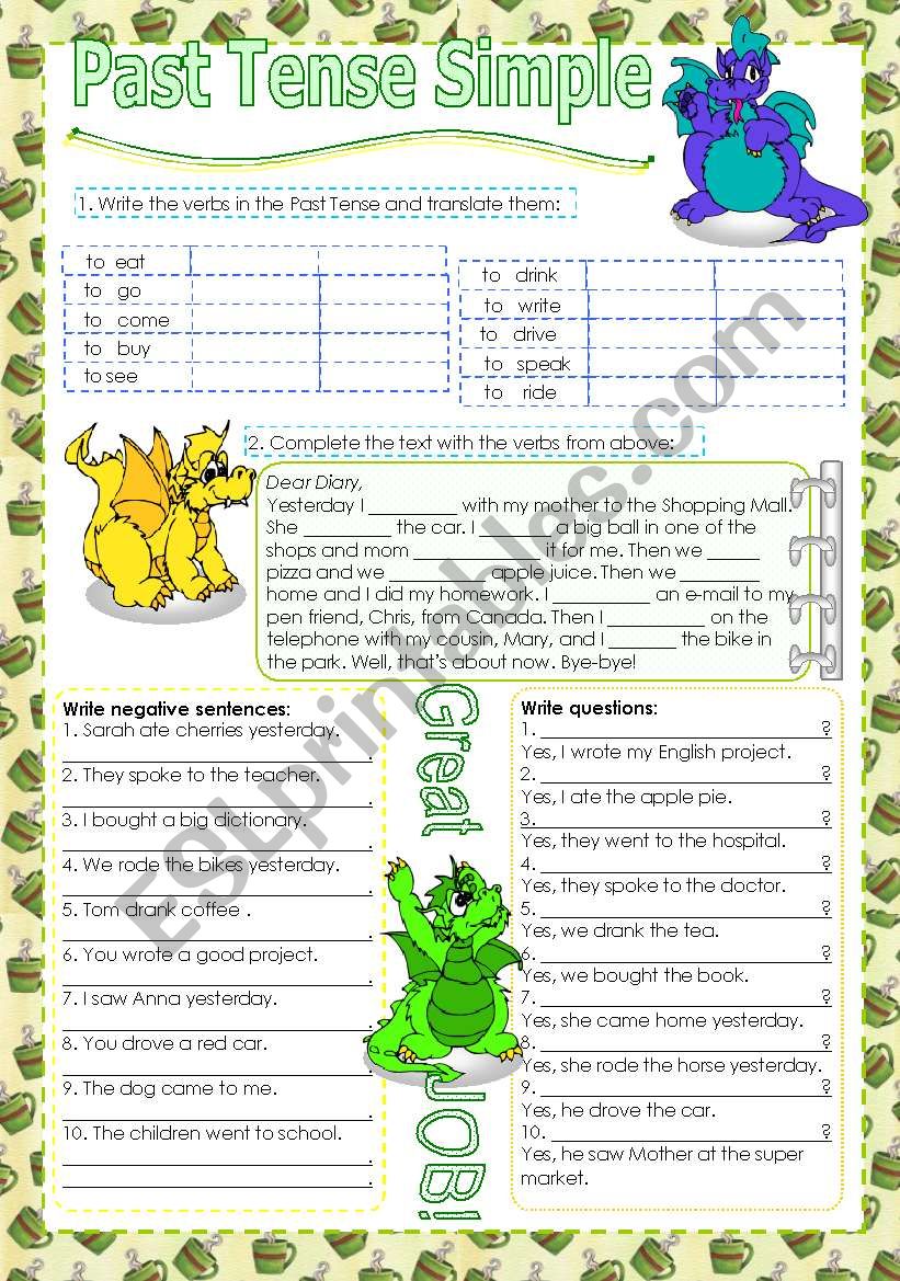 Irregular verbs - beginners / b&w version and key included