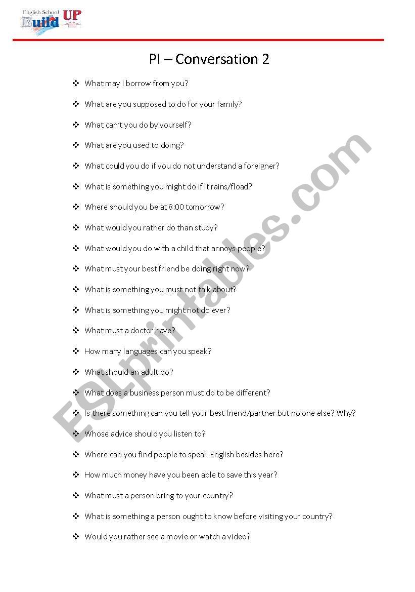 Modal Conversation worksheet