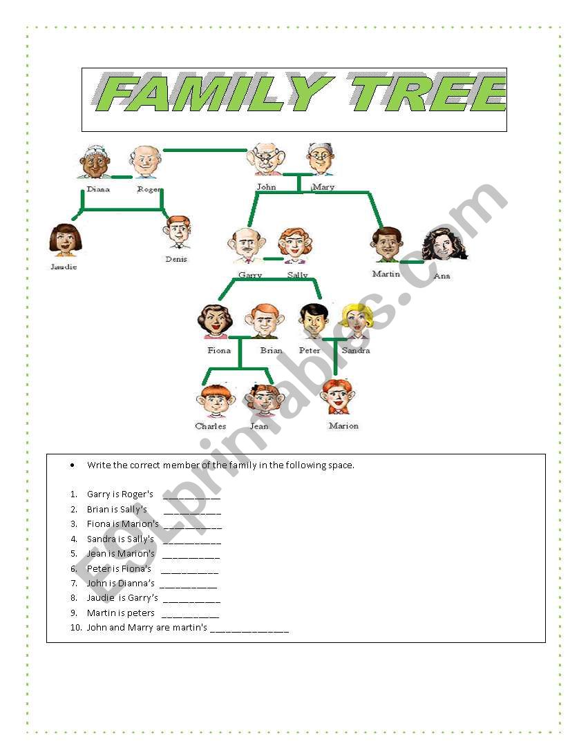 famyly tree worksheet