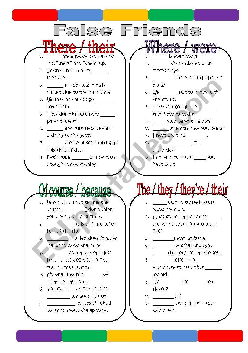 False Friends 1 worksheet