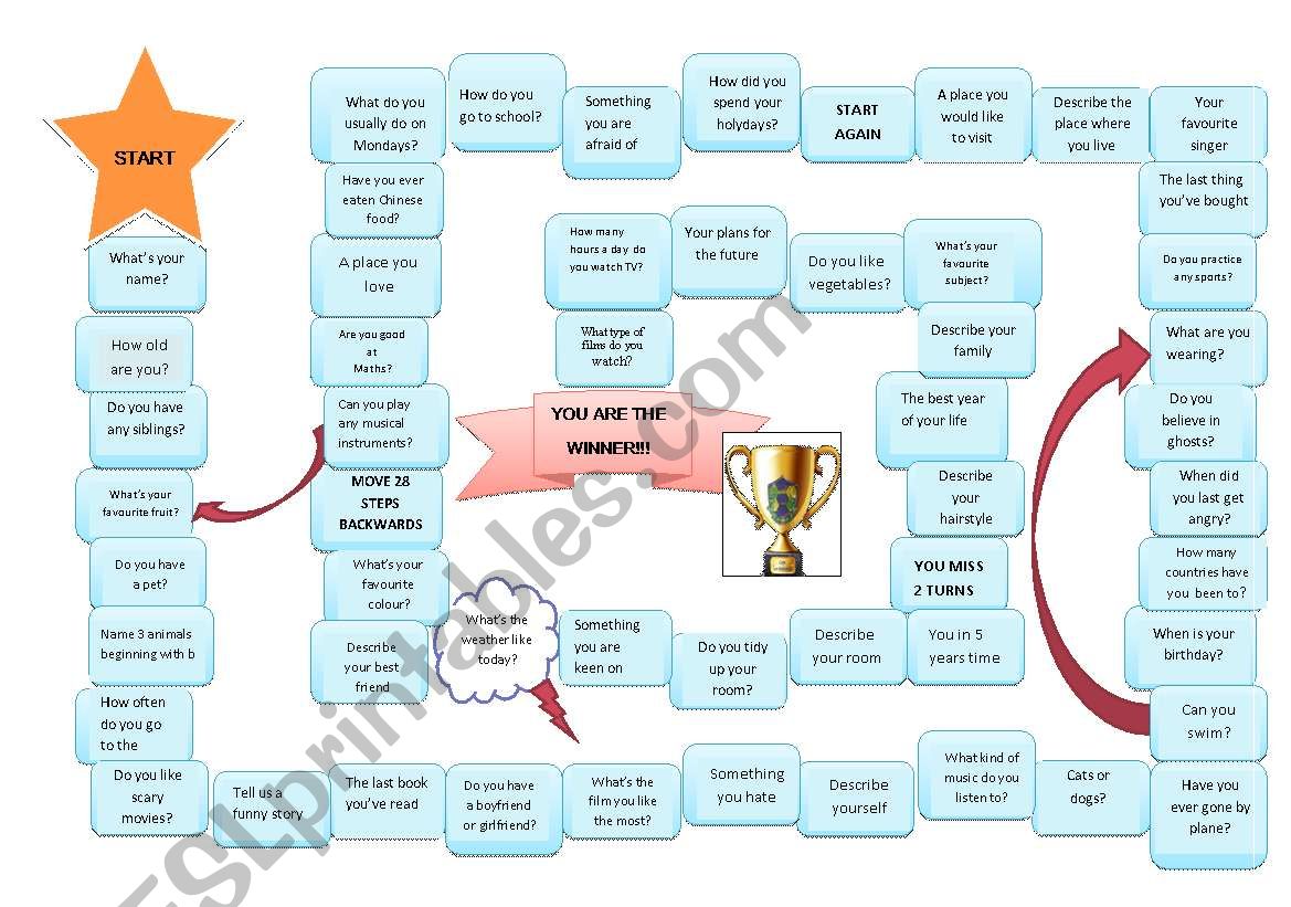 First day class-speaking activity-board game