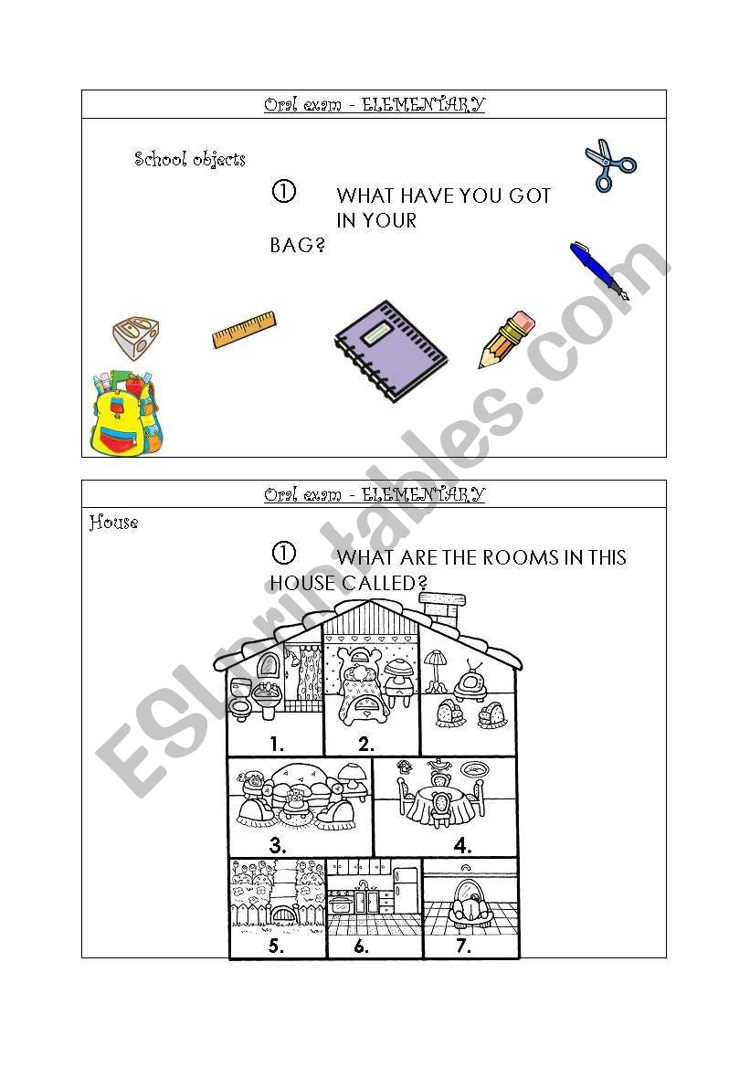 ORAL EXAM Elementary 3 worksheet