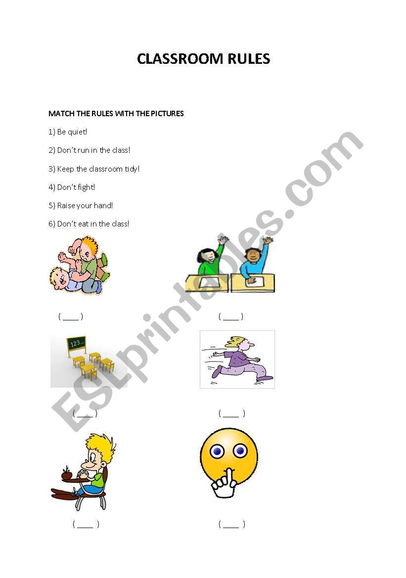 Imperatives-Clasroom rules worksheet