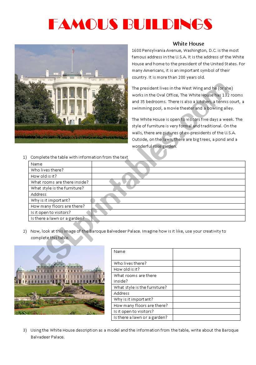 Describing Buildings worksheet