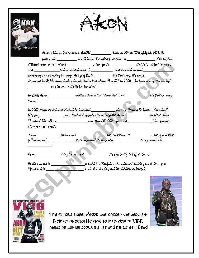 Biography of Akon worksheet