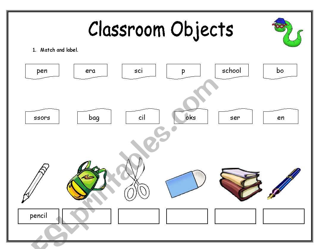 Classroom objects worksheet