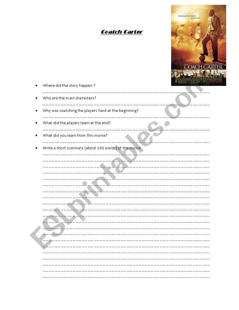 Coach Carter worksheet