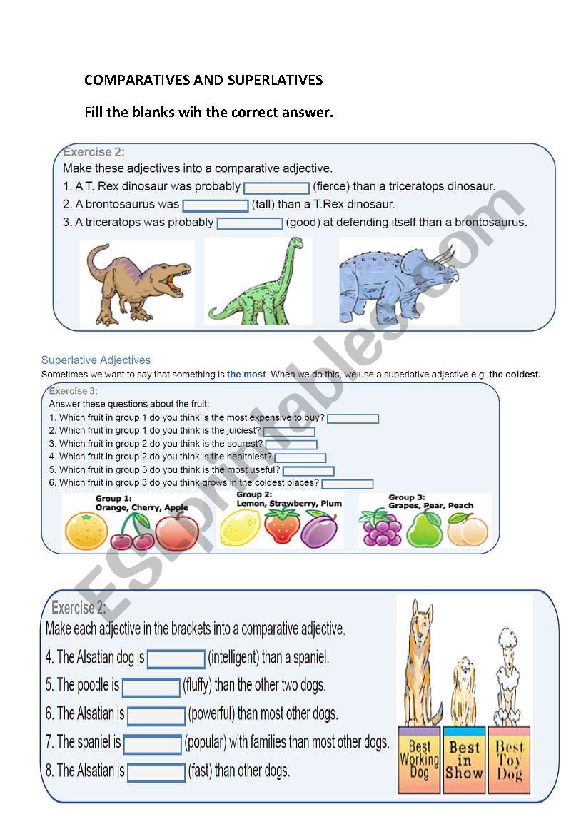 Superlatives and Comparatives worksheet