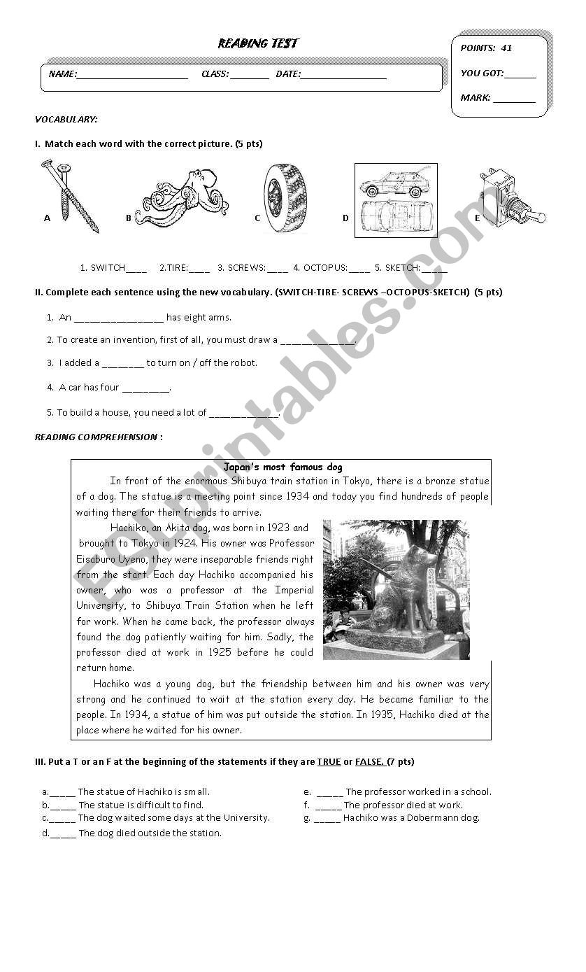 Simple past test worksheet