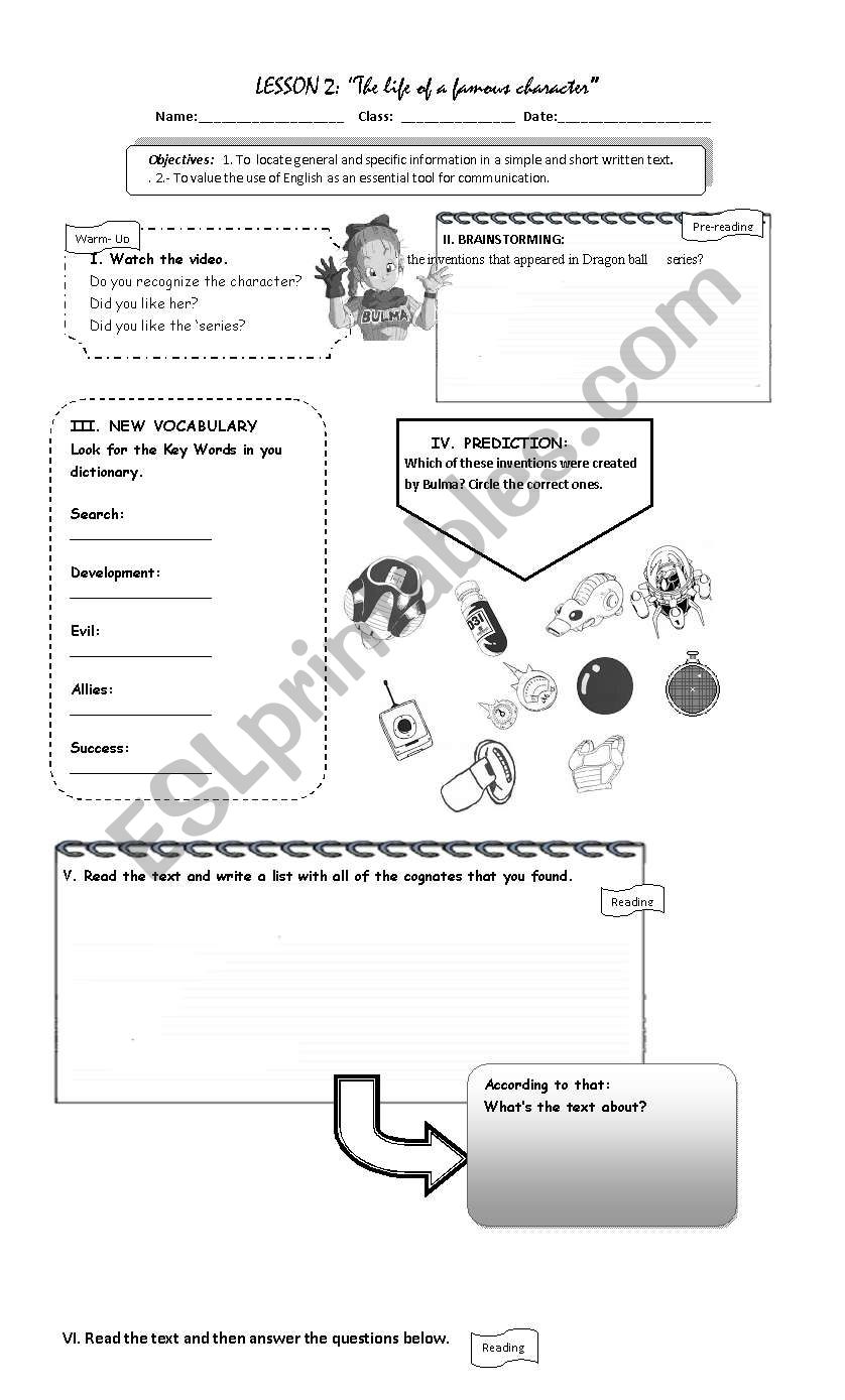 Dragon Ball Z- reading worksheet