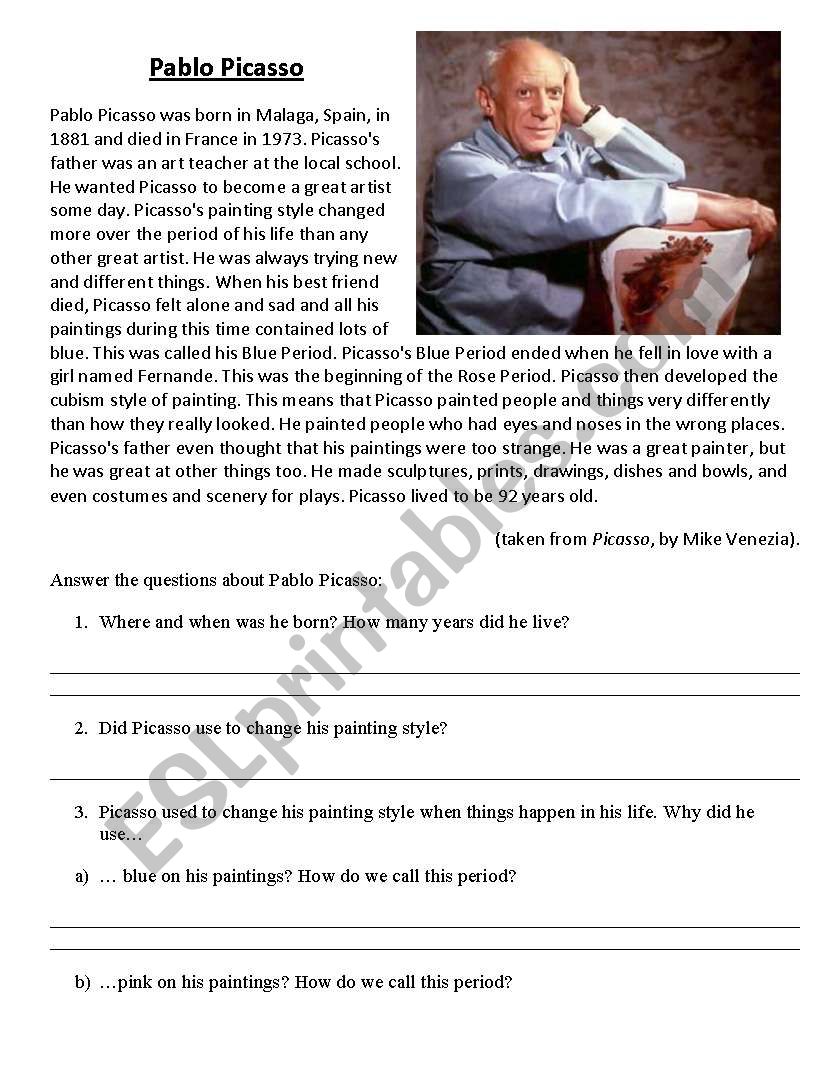 Reading comprehension worksheet