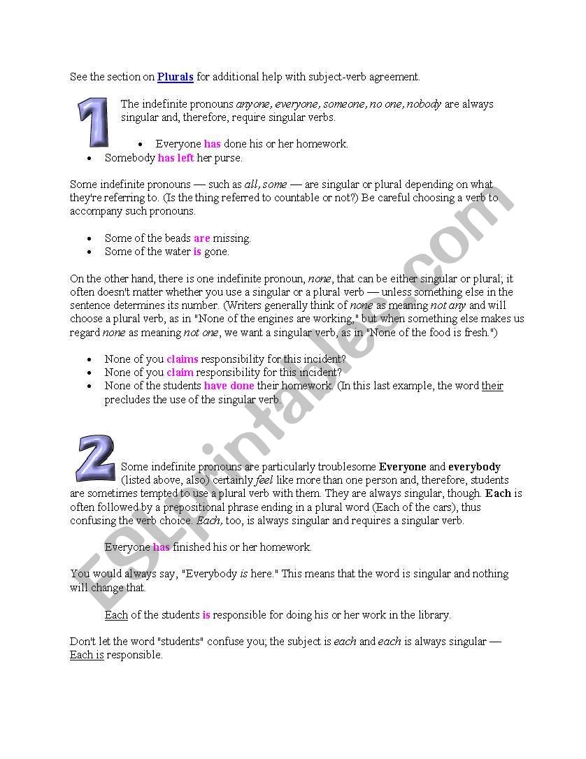 subject-verb agreement exercise