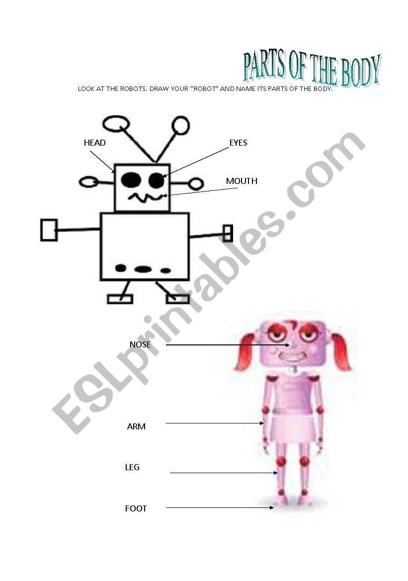 Parts of the body worksheet